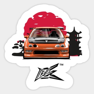 integra type r racecar lowered orange Sticker